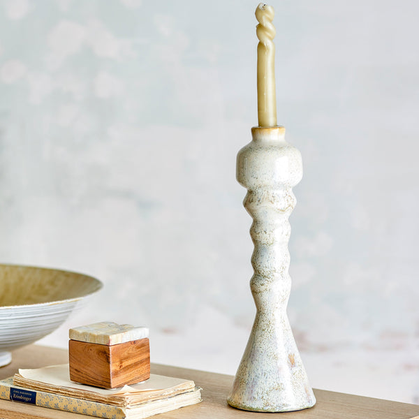 Bloomingville Bancroft kynttilänjalka keramiikkaa 33*10,5cm, valkoinen