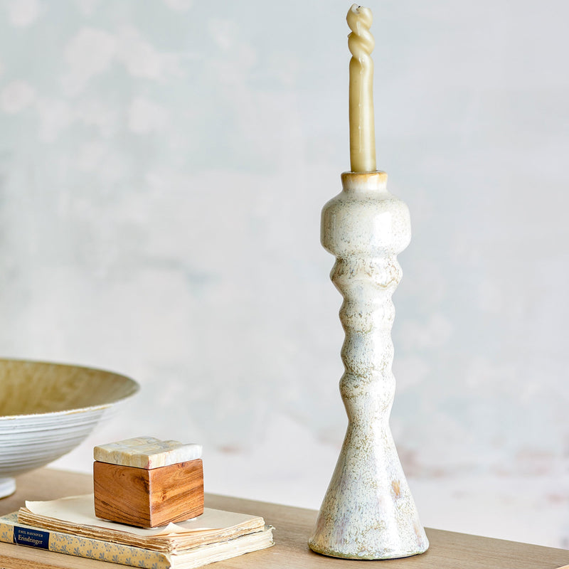 Bloomingville Bancroft kynttilänjalka keramiikkaa 33*10,5cm, valkoinen