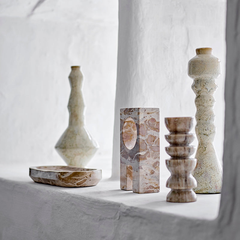 Bloomingville Bancroft kynttilänjalka keramiikkaa 33*10,5cm, valkoinen