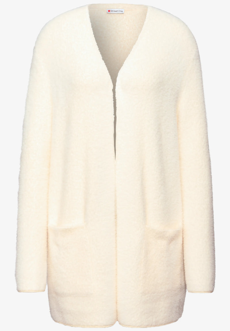 Street One pitkä neuletakki höyhenlangasta, vaalea beige