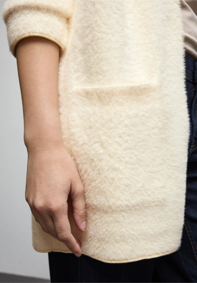 Street One pitkä neuletakki höyhenlangasta, vaalea beige