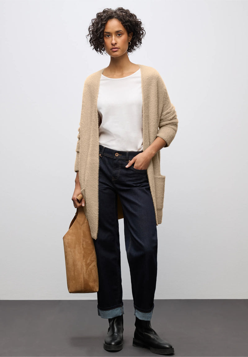 Street One pitkä neuletakki höyhenlangasta, beige