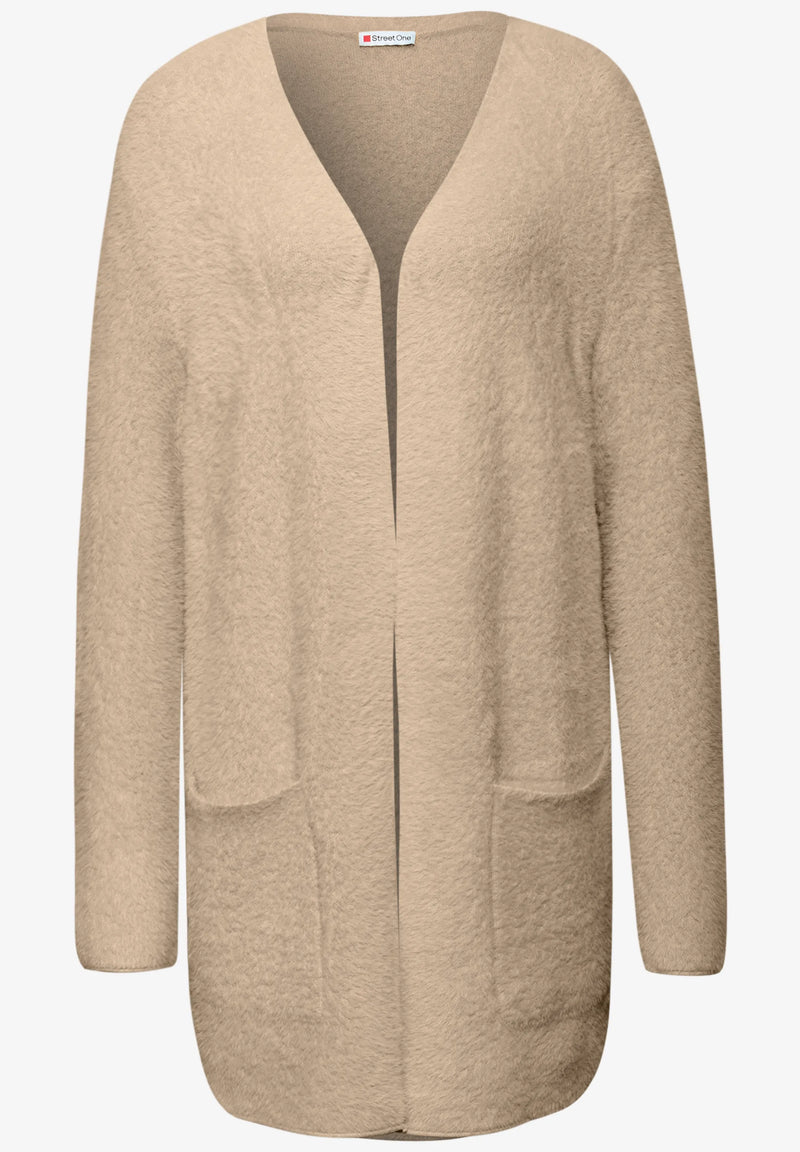 Street One pitkä neuletakki höyhenlangasta, beige