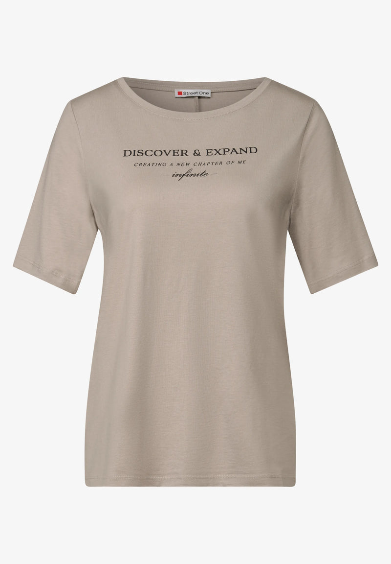 Street One Basic T-paita tekstiprintillä, beige