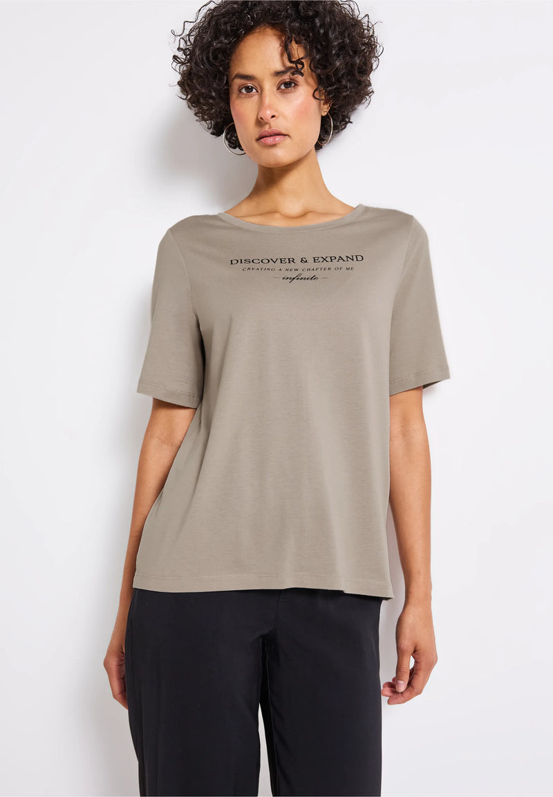 Street One Basic T-paita tekstiprintillä, beige