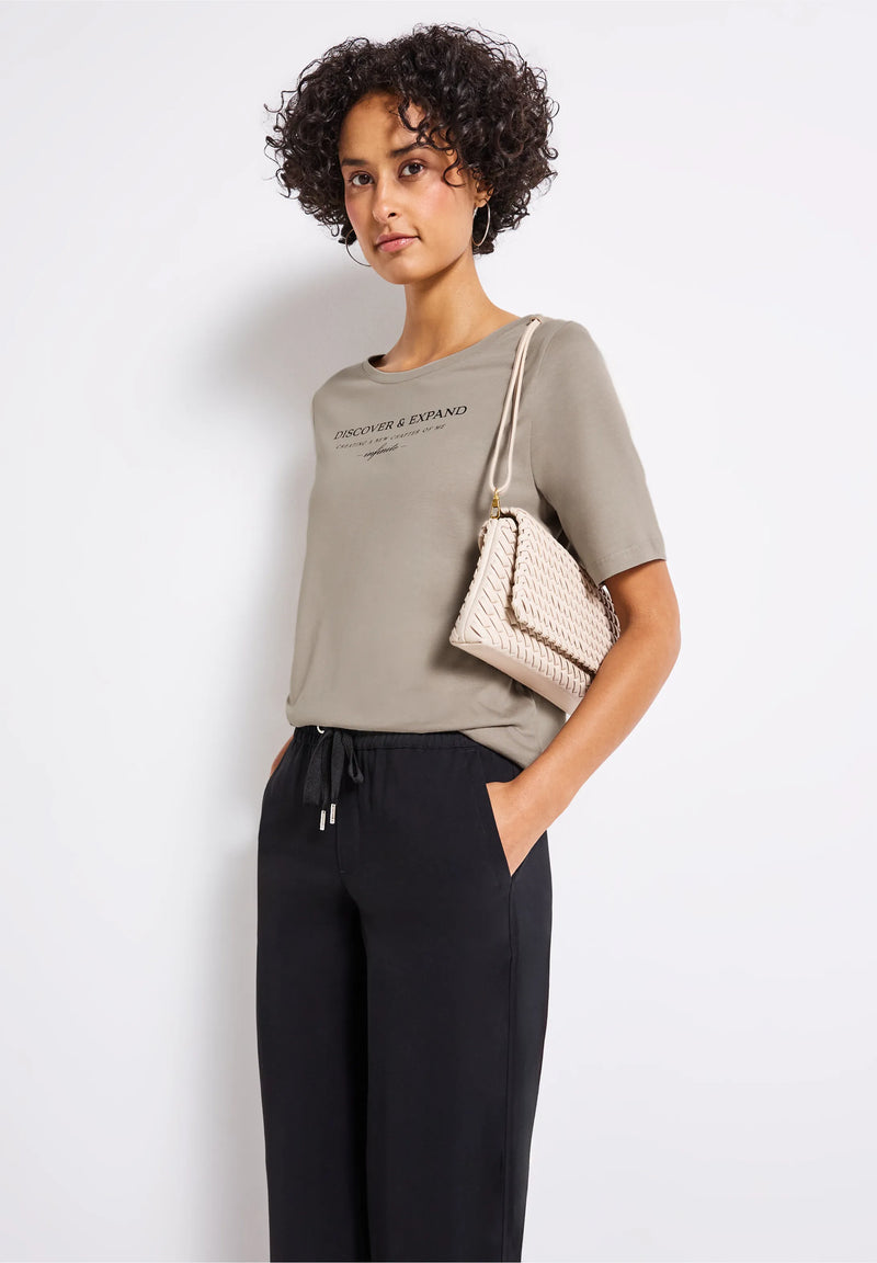 Street One Basic T-paita tekstiprintillä, beige
