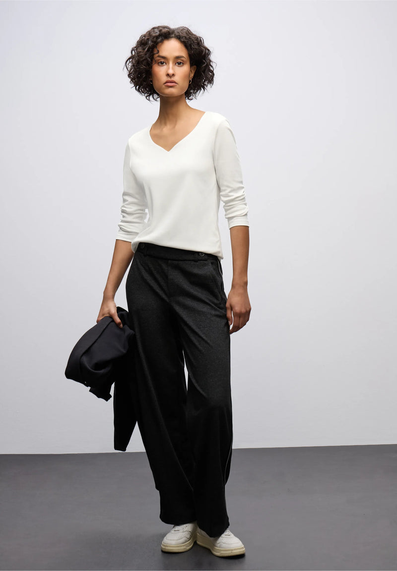 Street One pitkähihainen paita sydänpääntiellä, luonnonvalkoinen