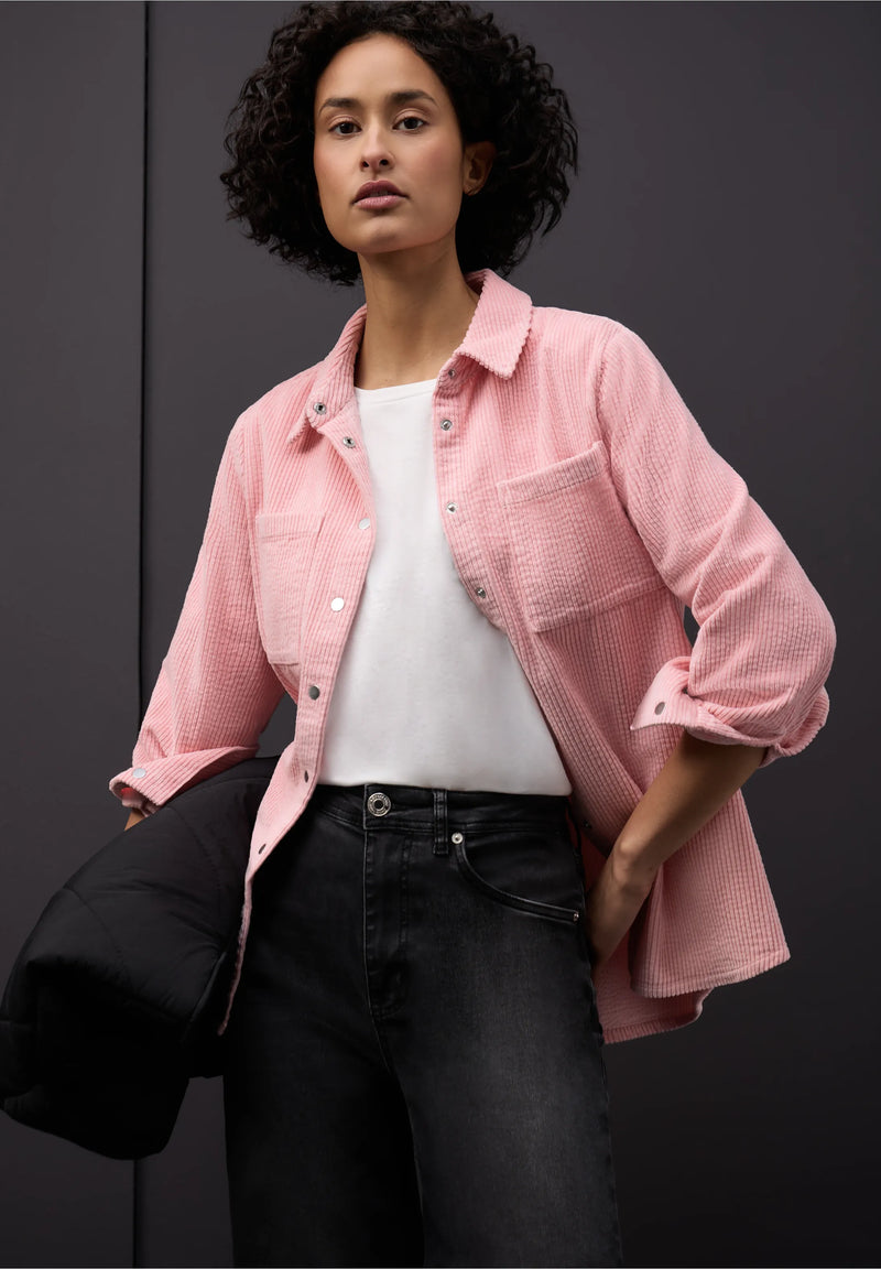 Street One kauluspaita vakosamettia, vaaleanpunainen