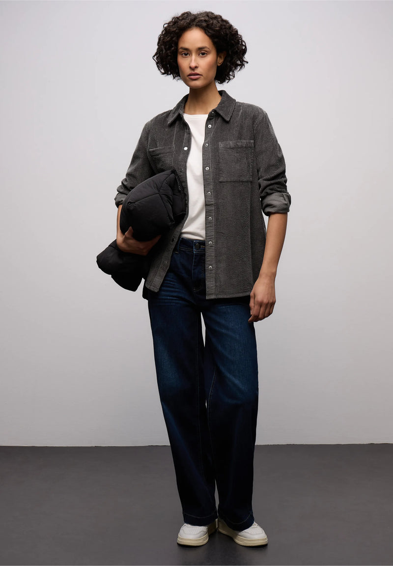 Street One kauluspaita vakosamettia, harmaa