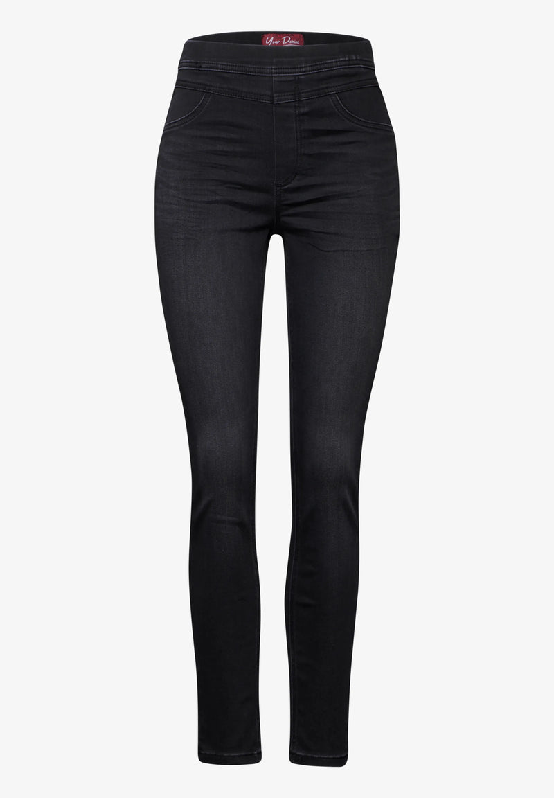 Street One skinny fit farkkuleggingsit, musta