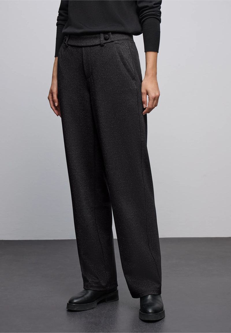 Street One suoralahkeiset housut glitterillä, musta