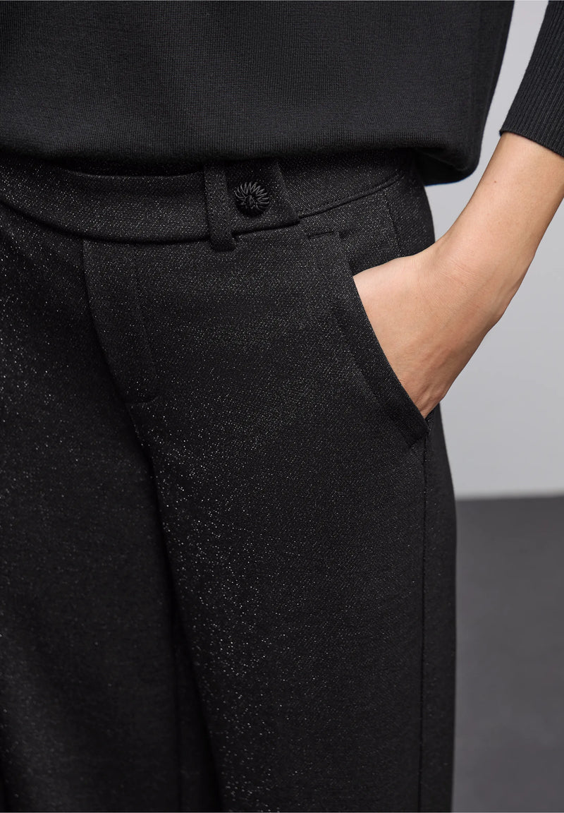 Street One suoralahkeiset housut glitterillä, musta