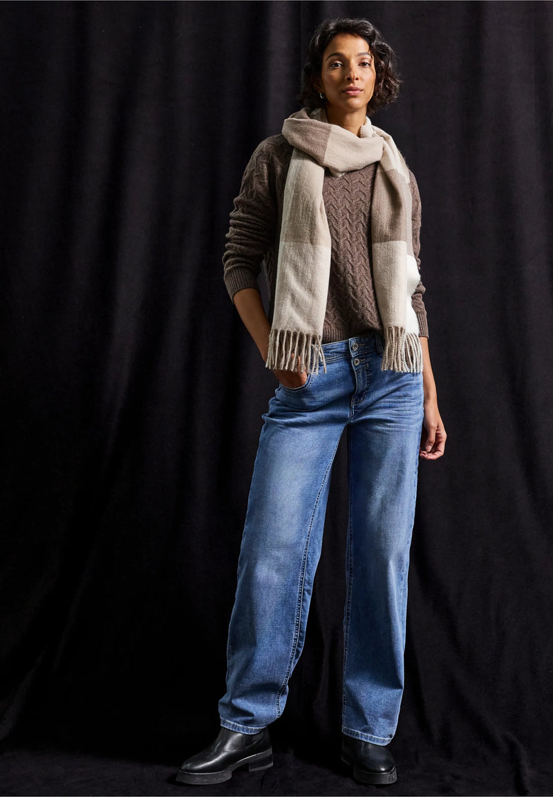 Street One Madras-huivi, ruskea/valkoinen ruutukuvio