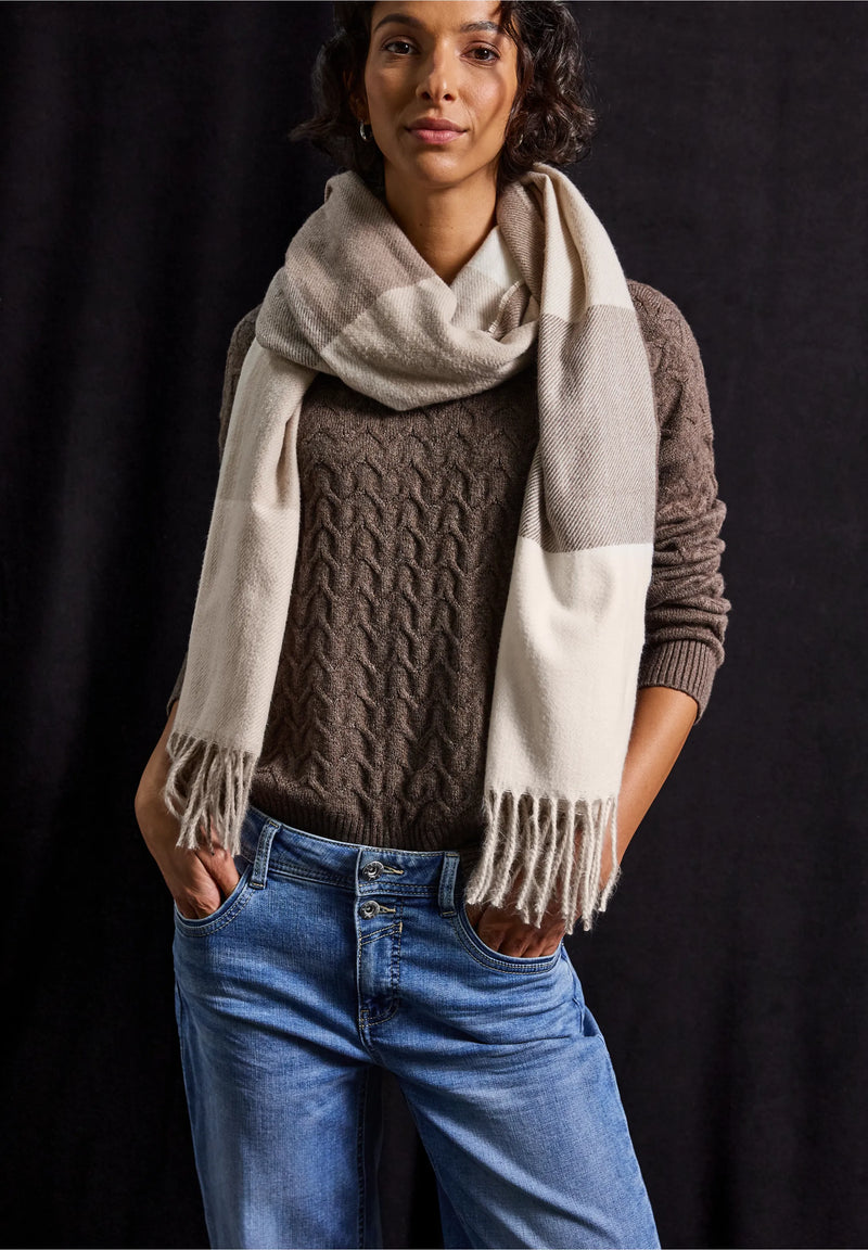 Street One Madras-huivi, ruskea/valkoinen ruutukuvio