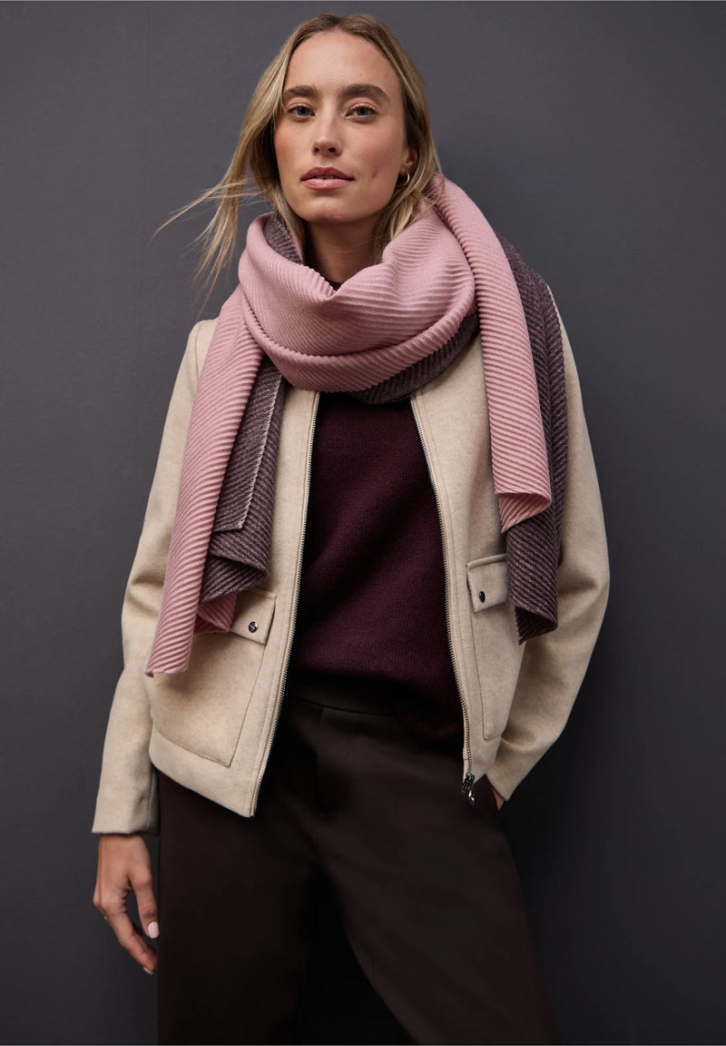 Street One laskostettu kaksivärinen huivi, viininpunainen