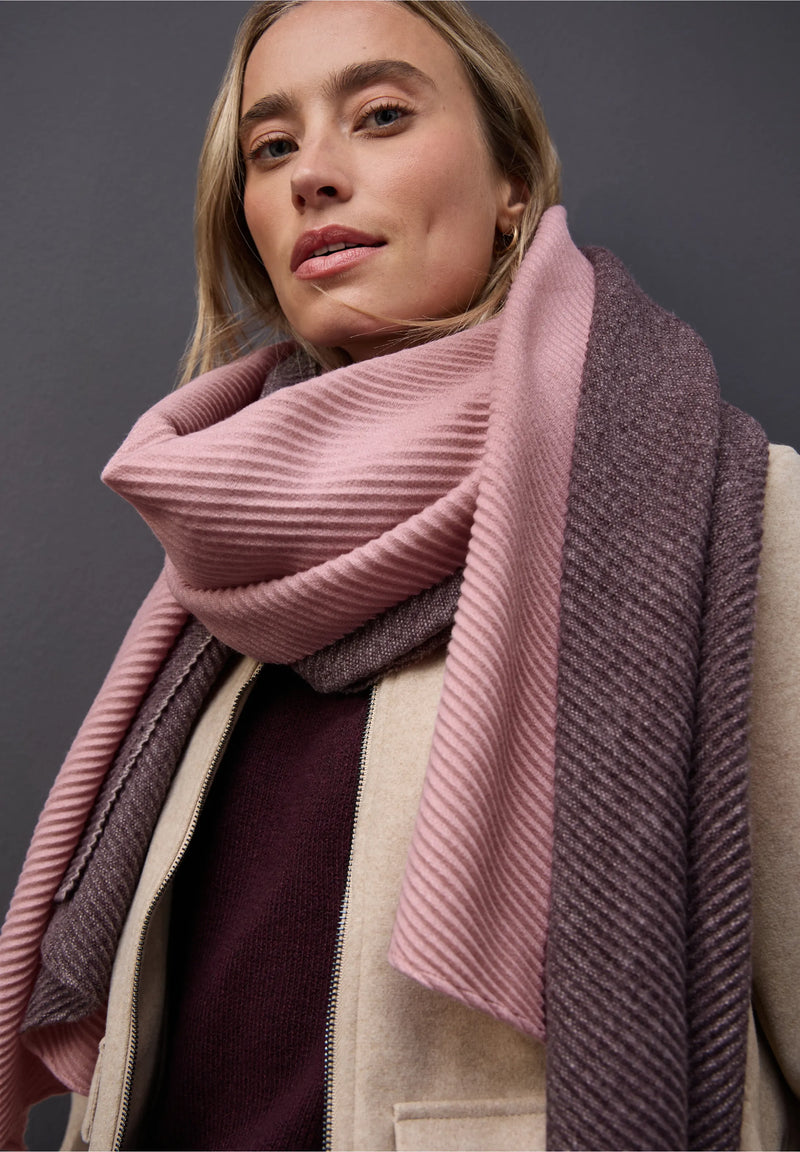 Street One laskostettu kaksivärinen huivi, viininpunainen