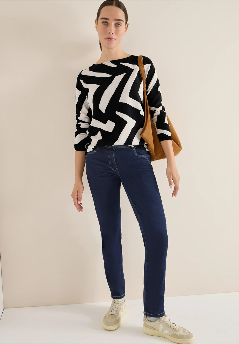 Cecil ottomaanipaita graafisella kuviolla, mustavalkoinen