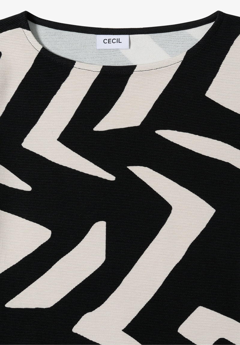 Cecil ottomaanipaita graafisella kuviolla, mustavalkoinen