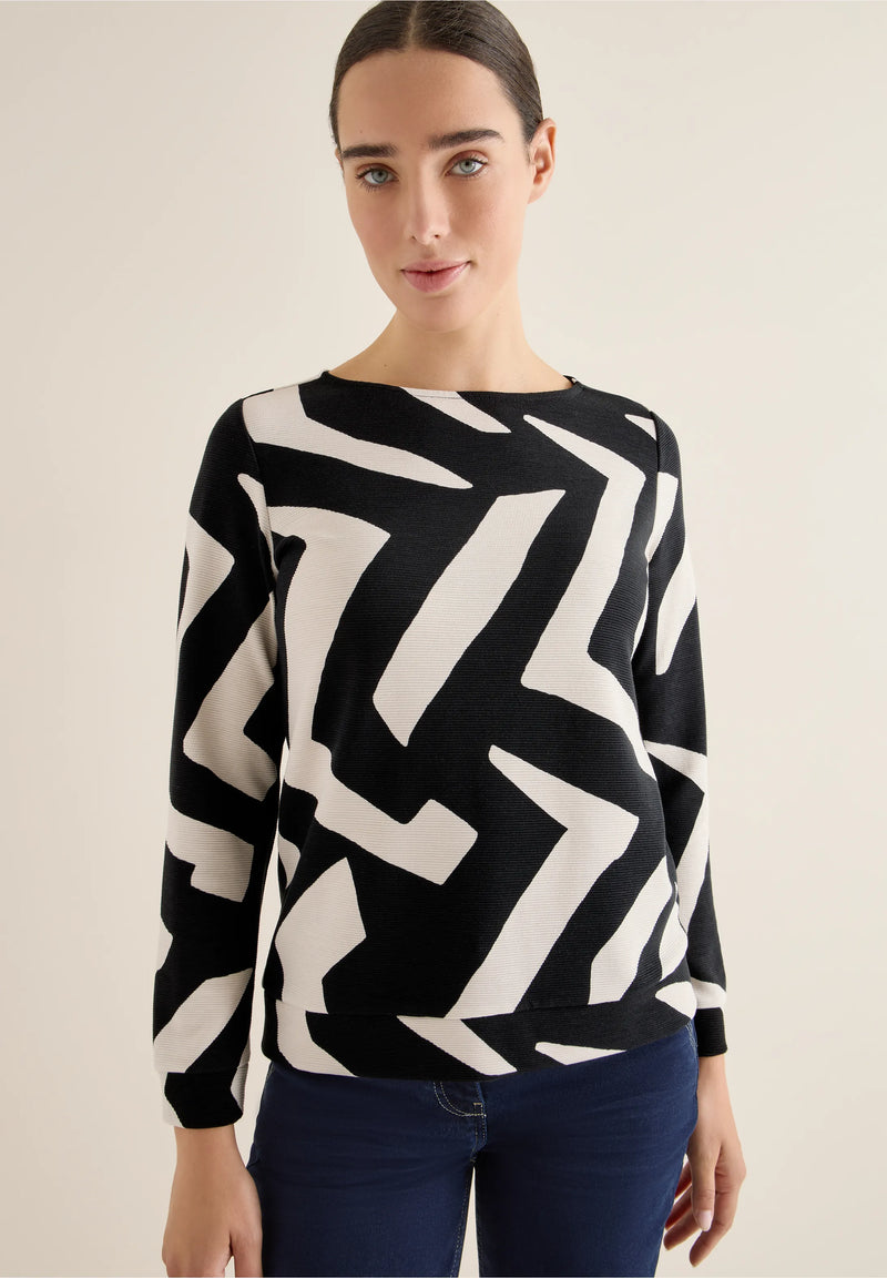 Cecil ottomaanipaita graafisella kuviolla, mustavalkoinen