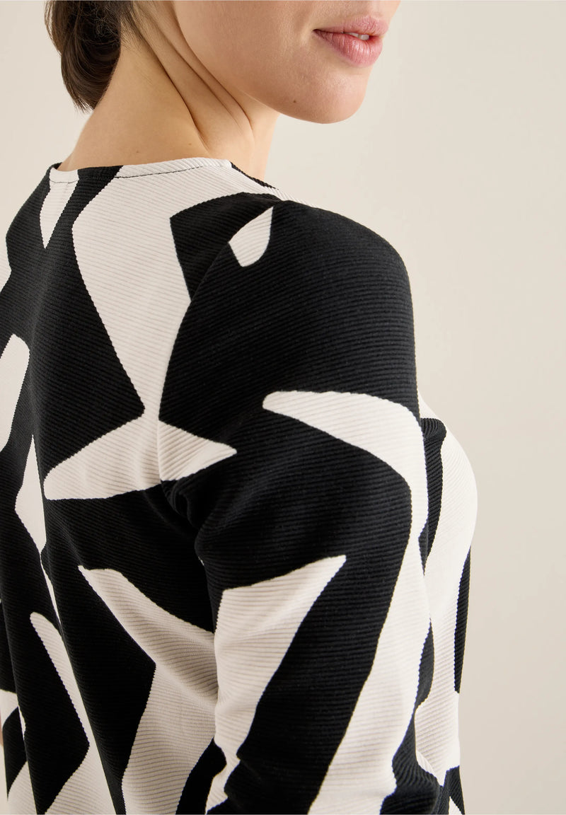 Cecil ottomaanipaita graafisella kuviolla, mustavalkoinen