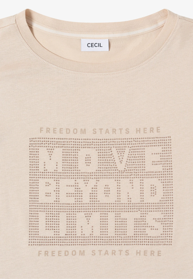 Cecil paita kimaltavalla tekstiaiheella, beige