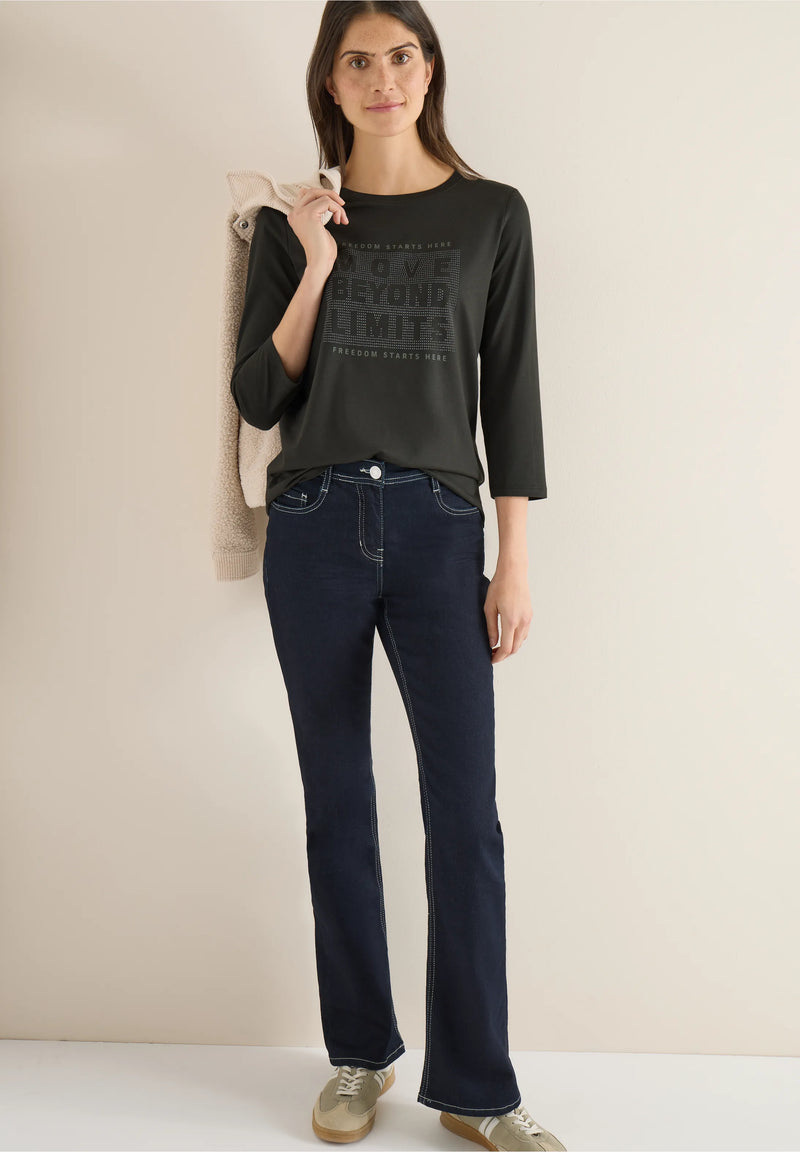 Cecil paita kimaltavalla tekstiaiheella, khakin vihreä