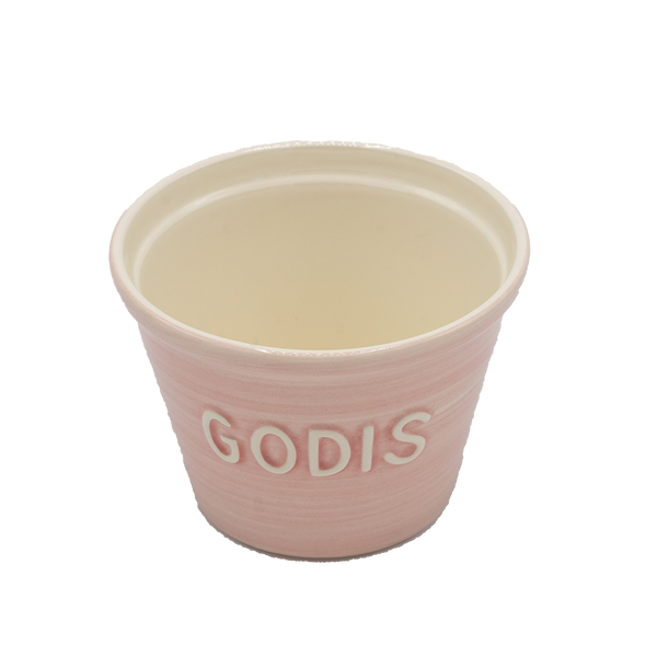 Bruka Design Godis Kulho 14*10,5cm, soft pink valkoisella tekstillä