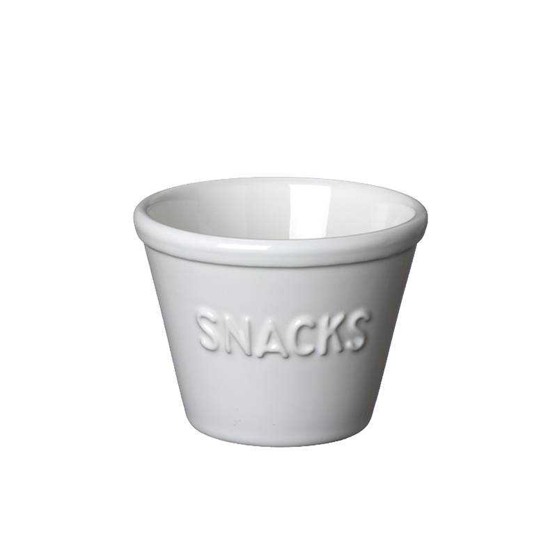 Bruka Design Snacks kulho 11*8cm, valkoinen valkoisella tekstillä