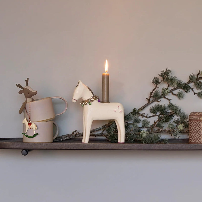 Maileg hevonen puinen kynttilänjalka  19*17cm, kermanvalkoinen