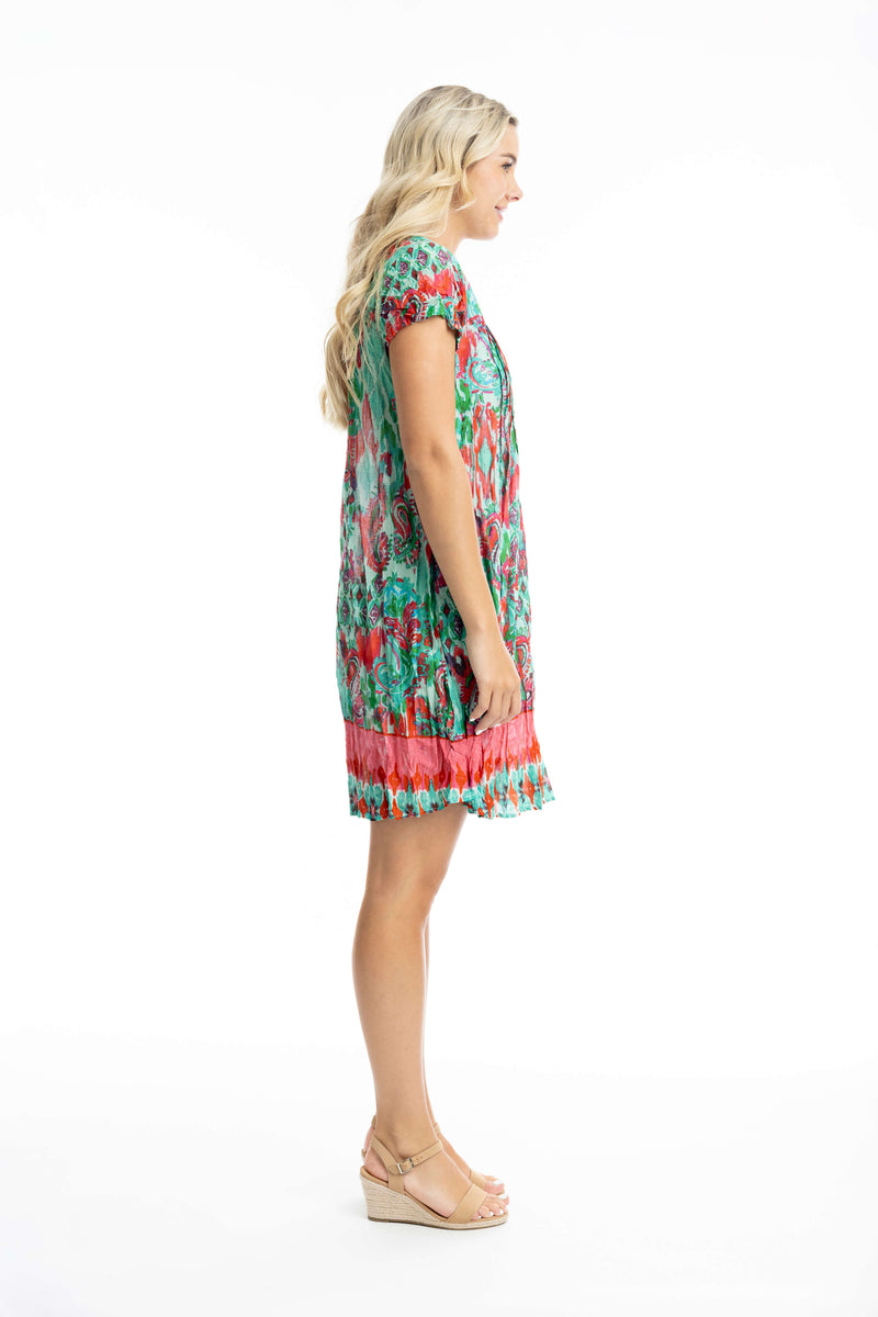 One Summer Nicola mekko puuvillaa, vihreä/pinkki printtikuvio