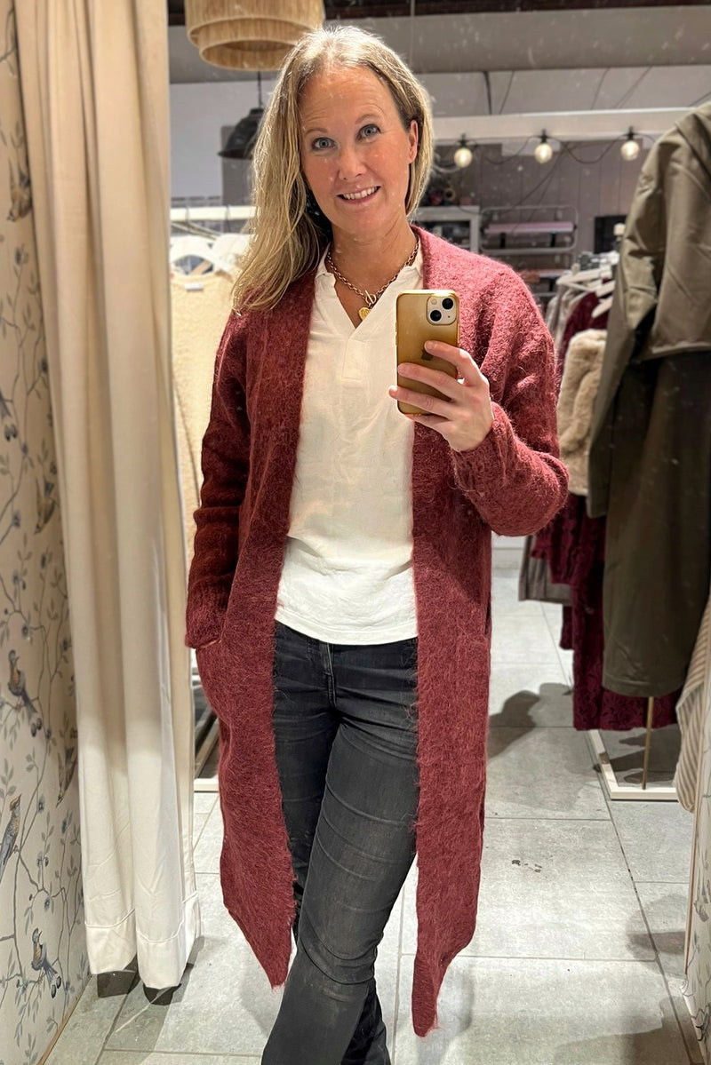 La Maille Parisienne pitkä neuletakki, viininpunainen