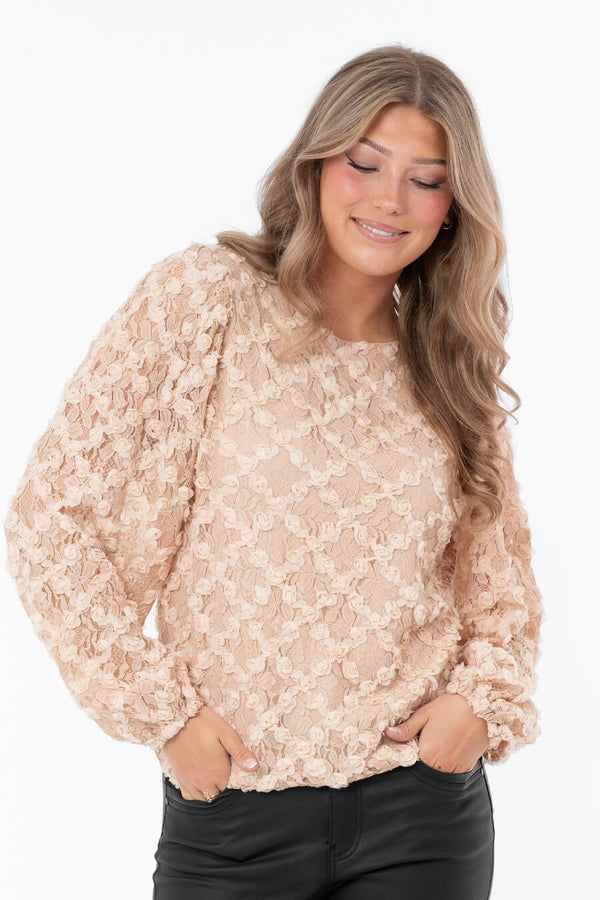 Capri Collection Isolde pitsipaita ruusukuviolla, samppanja