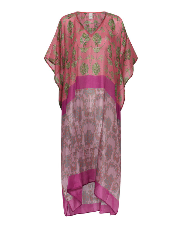 Tif Tiffy KyrieTT kaftaanimekko Mulberry silkkiä, pinkki printtikuvio