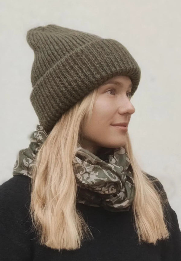 Lasessor Mollie mohairpipo fleece-vuorella, oliivinvihreä
