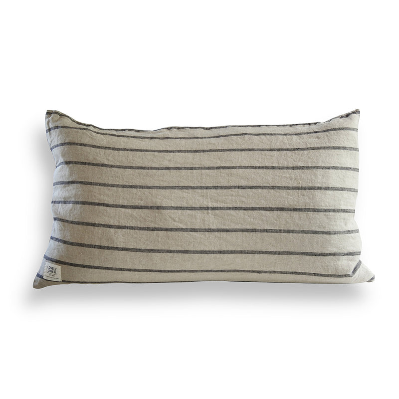 Lovely Linen Misty tyynynpäällinen pellavaa 40*70cm, Stripe black
