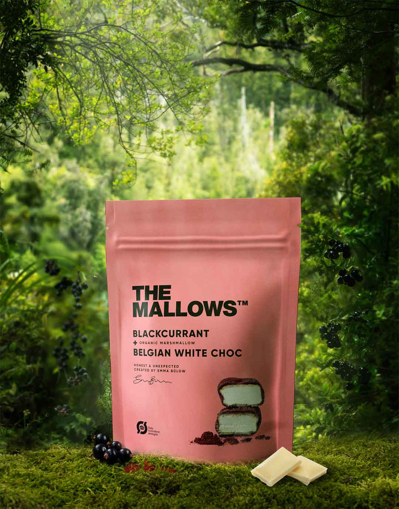 The Mallows vaahtokarkit mustaherukka & Belgialainen valkosuklaa 90g