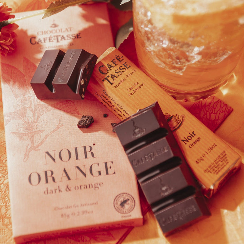 Café-Tasse Noir Orange tummasuklaa 85g