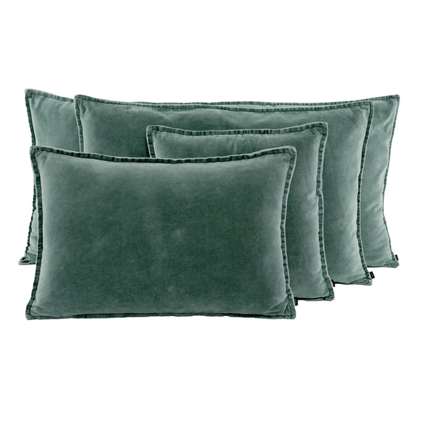 Haomy Manhattan Velvet tyynynpäällinen puuvillasamettia 45*45cm, celadon