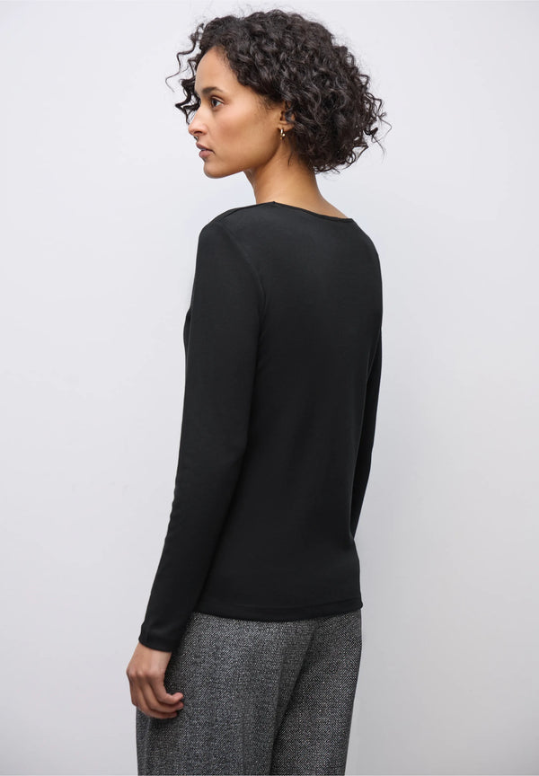 Street One pitkähihainen paita sydänpääntiellä, musta