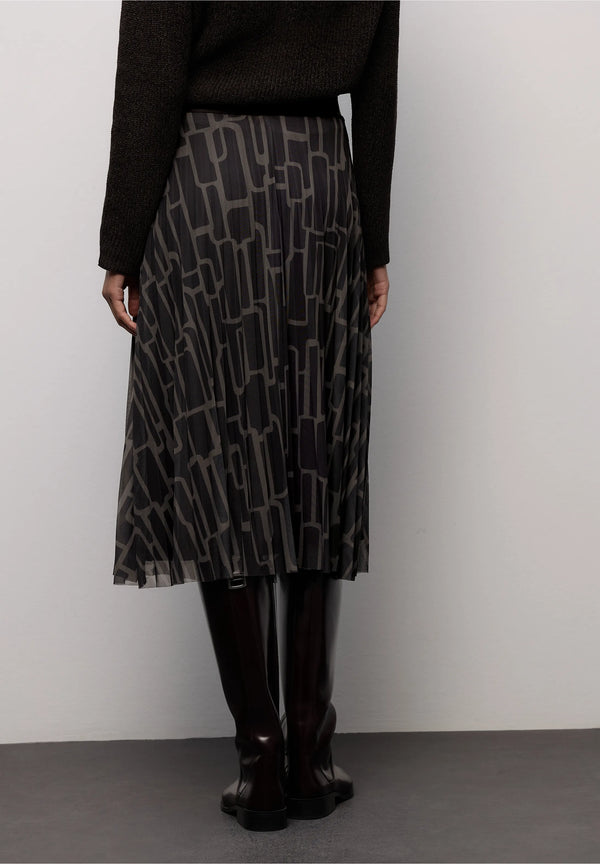 Street One pliseerattu mesh hame grafisella kuviolla, tummanruskea