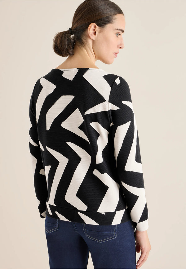 Cecil ottomaanipaita graafisella kuviolla, mustavalkoinen