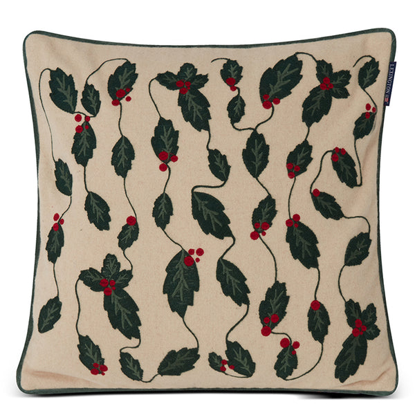 Lexington joulukuvioitu tyynynpäällinen villasekoitetta 50*50cm, beige/vihreä