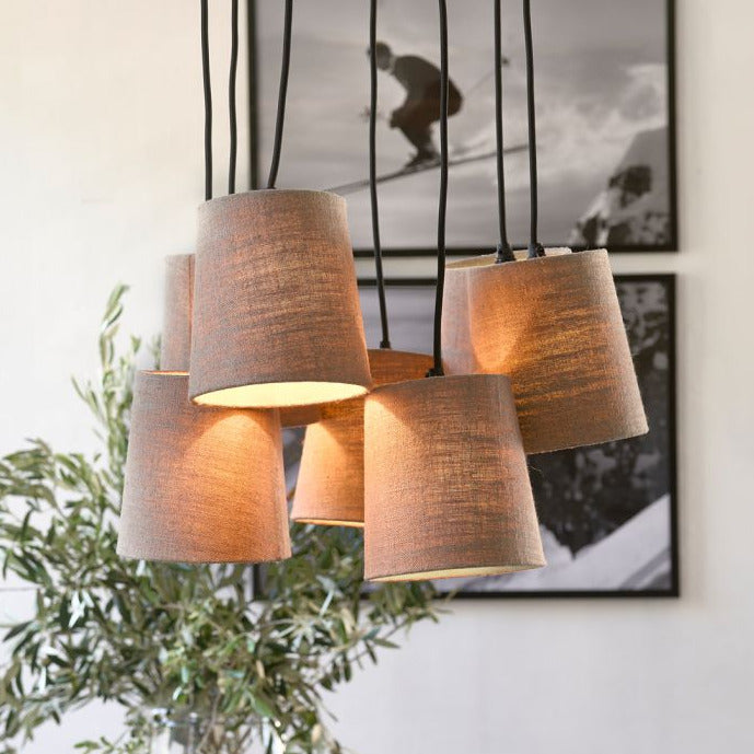 Riviera Maison Silverstone Hanging Lamp 7 shades flax