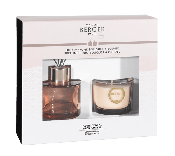 Maison Berger Sensual&Floral lahjapakkaus tuoksukynttilä 80g ja diffuuseri 80ml