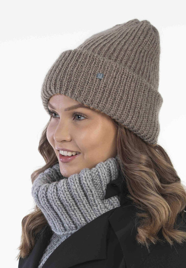 Lasessor Mollie mohairpipo fleece-vuorella, vaaleanruskea