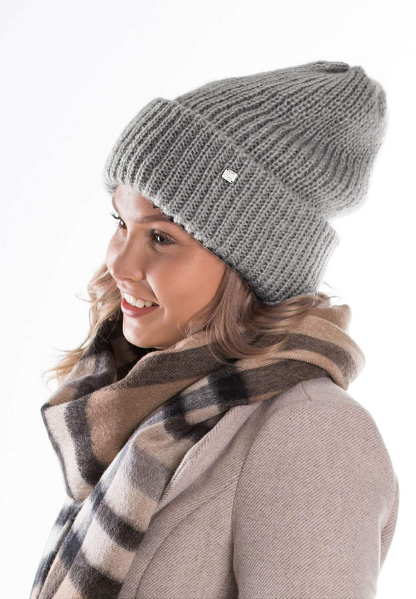 Lasessor Mollie mohairpipo fleece-vuorella, vaaleanharmaa