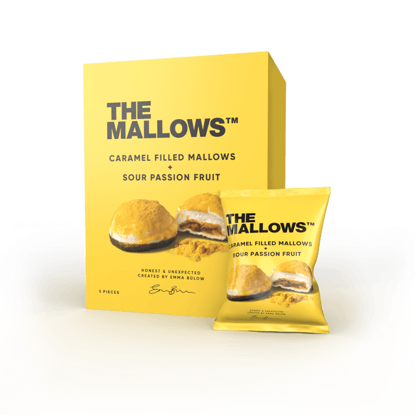 The Mallows vaahtokarkit karamellitäytteellä ja passionhedelmällä, 5kpl